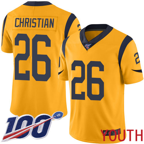 Los Angeles Rams Limited Gold Youth Marqui Christian Jersey NFL Football 26 100th Season Rush Vapor Untouchable